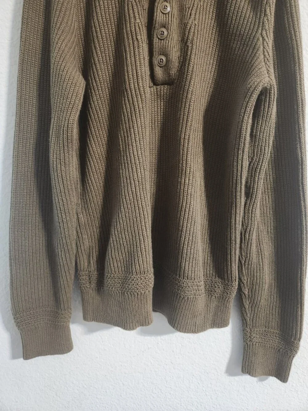 L.L. Bean Signature Men’s Cotton Ribbed Knit Sweater Olive Green size small